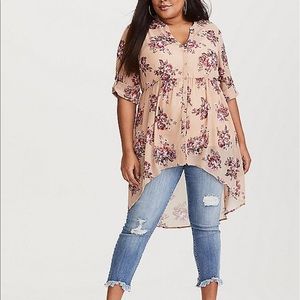 Blush Floral Chiffon Hi-Lo Tunic